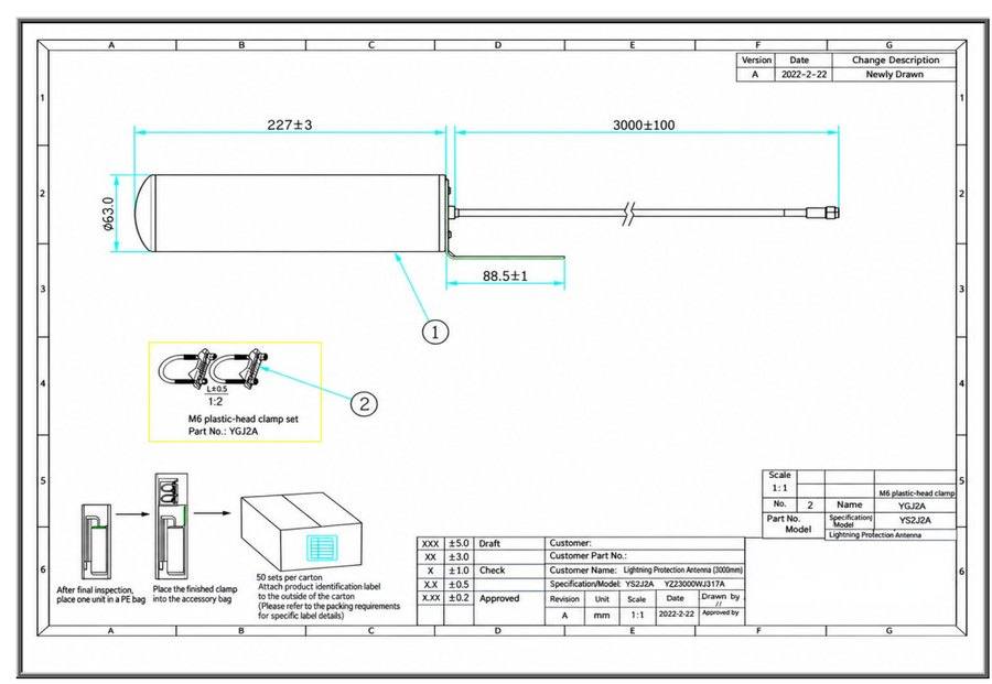 NatVin YNX-45-007-18dBi Mechanical Drawing